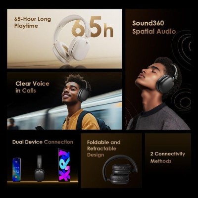 Oraimo BoomPop Lite Casque Audio Sans Fil ENC Spatial Audio Supra-Auriculaire - Noir